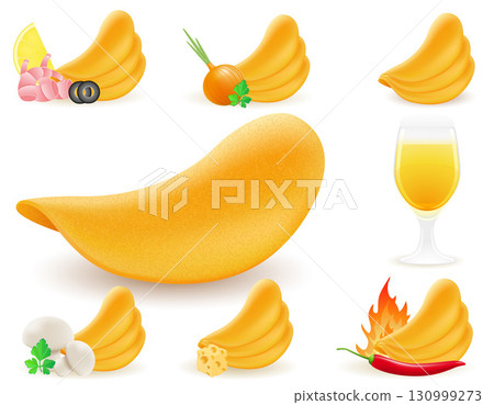 chips crispy potato snack cartoon stock vector illustration 130999273