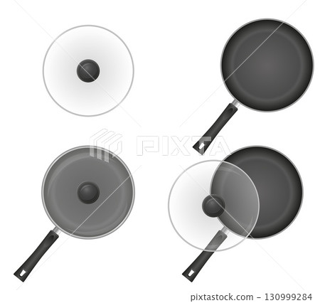 frying pan with lid cartoon stock vector illustration 130999284