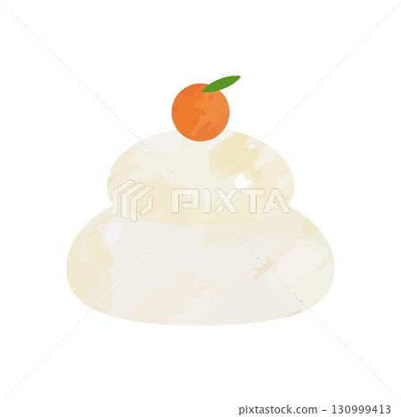 Kagami mochi vector illustration watercolor hand-drawn style Kagami mochi vector illustration watercolor hand-drawn style 130999413