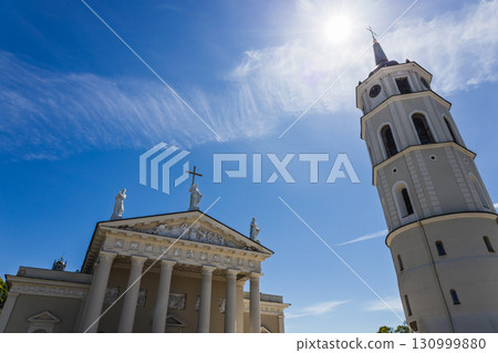 Neoclassical Vilnius Cathedral with Iconic Bell Tower, UNESCO Old Town, Lithuania Neoclassical Vilnius Cathedral with Iconic Bell Tower, UNESCO Old Town, Lithuania 130999880