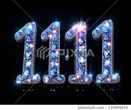 1111 letters on black background. Cristal Illustration for Shopping Day. 3d Design for online sales 130999950