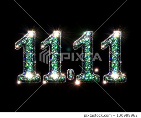 1111 letters on black background. Cristal Illustration for Shopping Day. 3d Design for online sales 130999962