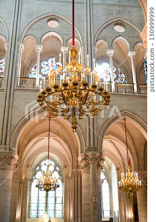 The beautiful interior of Notre Dame Cathedral in Paris 130999999