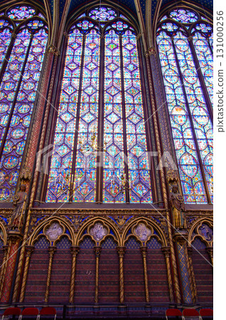 Beautiful stained glass windows in Sainte-Chapelle, Paris Beautiful stained glass windows in Sainte-Chapelle, Paris 131000256