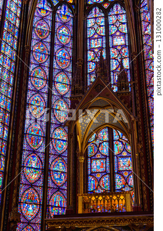 Beautiful stained glass windows in Sainte-Chapelle, Paris Beautiful stained glass windows in Sainte-Chapelle, Paris 131000282