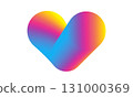 Graphic of colorful gradient heart icon and symbol idea design, isolated on white background. 131000369