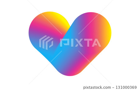 Graphic of colorful gradient heart icon and symbol idea design, isolated on white background. Graphic of colorful gradient heart icon and symbol idea design, isolated on white background. 131000369