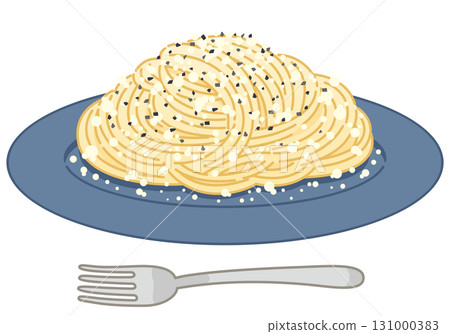 "Cacio e Pepe" - a simple pasta dish with cheese and pepper (fork included) 131000383