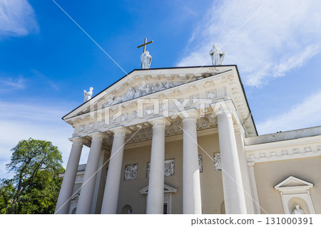 Vilnius Cathedral Facade with Neoclassical Columns and Statues, Lithuania Vilnius Cathedral Facade with Neoclassical Columns and Statues, Lithuania 131000391