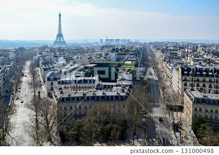 A beautiful view of the cityscape from the top of the Arc de Triomphe in Paris A beautiful view of the cityscape from the top of the Arc de Triomphe in Paris 131000498