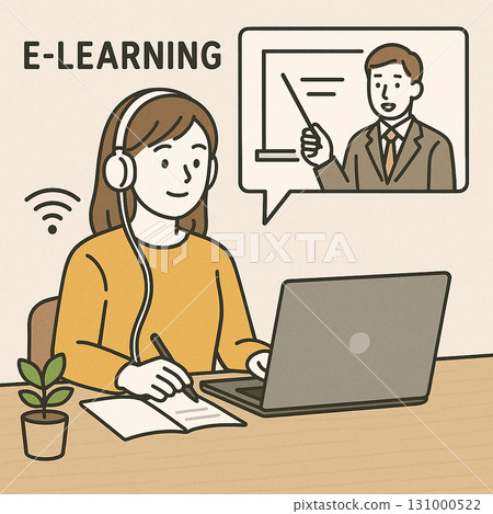 E-learning education illustration to learn on PC 131000522