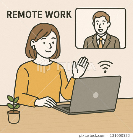Online meeting illustration for remote work on PC 131000523