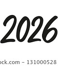 Vector 2026 year black handwriting font. White background. Isolated typography text for design 131000528