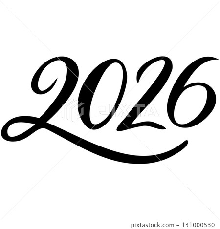 Vector 2026 year black handwriting font. White background. Isolated typography text for design 131000530