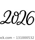Vector 2026 year black handwriting font. White background. Isolated typography text for design 131000532