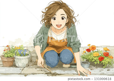 Miyu Series: Miyu plants colorful flowers in local flower beds 131000618