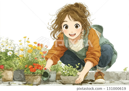 Miyu系列：Miyu在當地花壇種植色彩繽紛的花朵 131000619