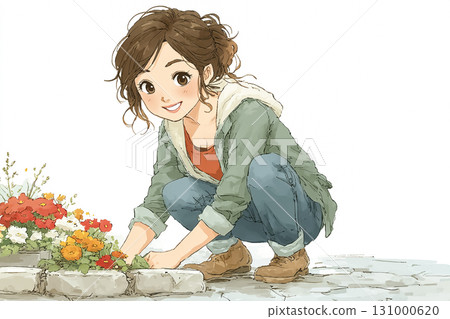 Miyu系列：Miyu在當地花壇種植色彩繽紛的花朵 131000620