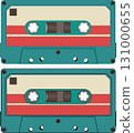 Cassette tape with blue and red color flat vector illustration 131000655