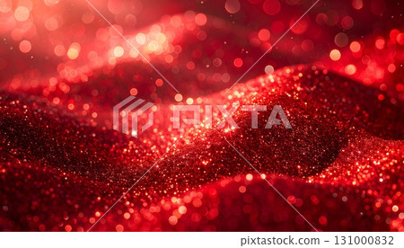 Christmas and party image: Sparkling gold light and fantastic sparkling glitter on a red background Christmas and party image: Sparkling gold light and fantastic sparkling glitter on a red background 131000832