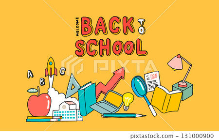 新學期和新生活開始在課堂和學校的插圖 131000900
