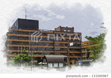水彩風格金澤市政廳，石川縣金澤市 131000967