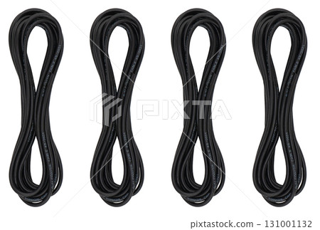 Black coaxial cable isolated on white background.  131001132