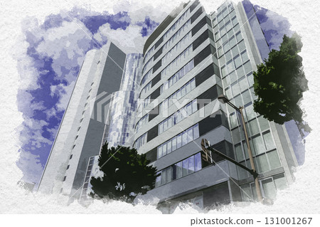 金澤市景水彩畫、石川縣金澤市北陸銀行大廳和南町中央大廈 金澤市景水彩畫、石川縣金澤市北陸銀行大廳和南町中央大廈 131001267