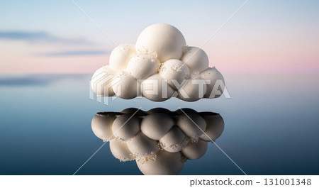 Creative Cloud Shaped Fresh Cream Cake with Reflection Creative Cloud Shaped Fresh Cream Cake with Reflection 131001348