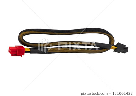 Power plug isolated on white background. Power computer cable isolated 131001422
