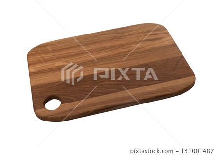 Cutting board isolated on white background.  Wooden cutting board.  Rustic kitchen wooden board isolated 131001487