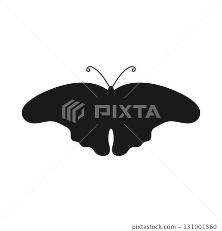 Silhouette of butterfly insect isolated on white background. Vector illustration 131001560