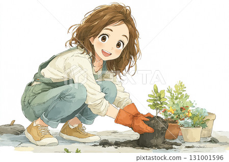 Miyu Series: Miyu plants seedlings in a local flower bed 131001596