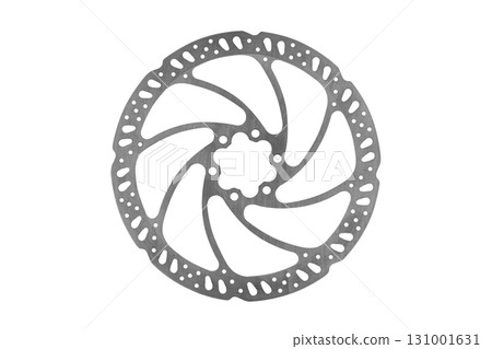 Bicycle disc brake rotor isolated on white background. Mountain bike. Disk brake isolated. Bicycle disc brake rotor isolated on white background. Mountain bike. Disk brake isolated. 131001631