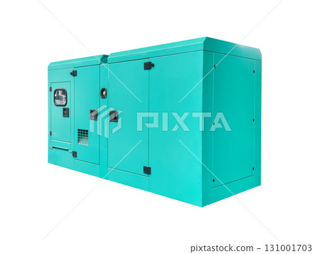 Mobile diesel generator for emergency electric power. Industrial diesel power generator isolated over white background Mobile diesel generator for emergency electric power. Industrial diesel power generator isolated over white background 131001703