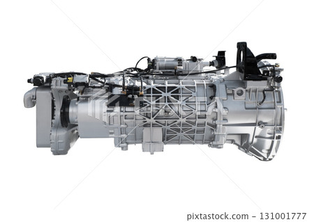 Car automatic transmission. Car automatic gearshift isolated on white background. Modern heavy duty automatic transmission of a truck or bus isolated 131001777