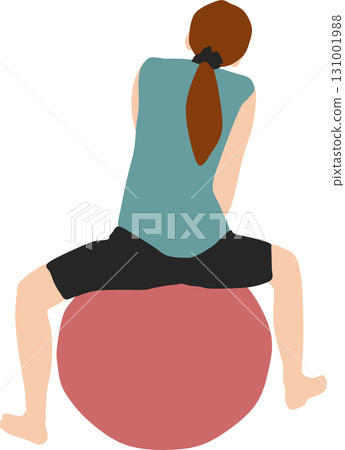 一名女子使用平衡球進行訓練的插圖 131001988