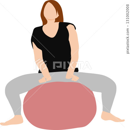 Illustration of a woman training using a balance ball Illustration of a woman training using a balance ball 131002008