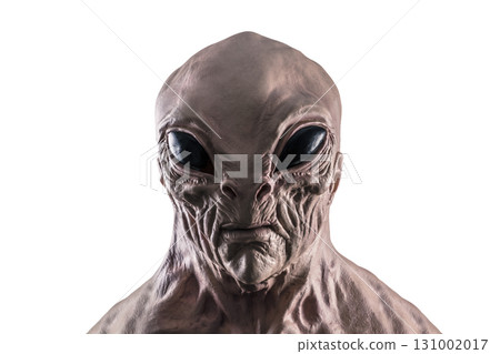 Humanoid alien head isolated on white background with clipping path 131002017