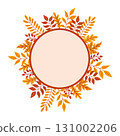 Round frame with autumn leaves and berries 131002206