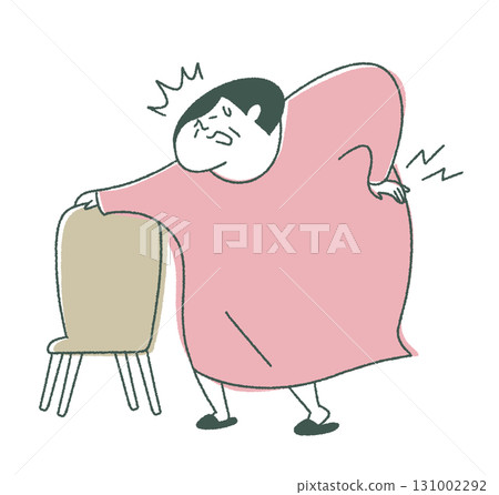 Grandma with back pain facing left 131002292