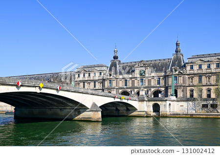 Beautiful view of Paris from a Seine River cruise ship 131002412