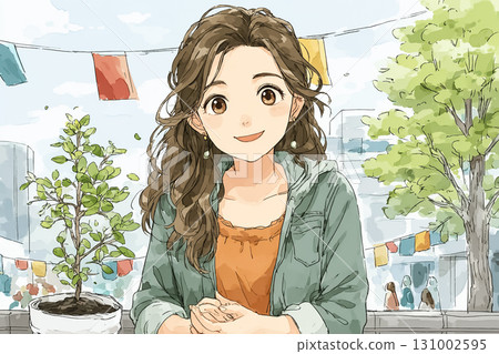 美優系列：美優手持鏟子參加紀念植樹儀式 131002595