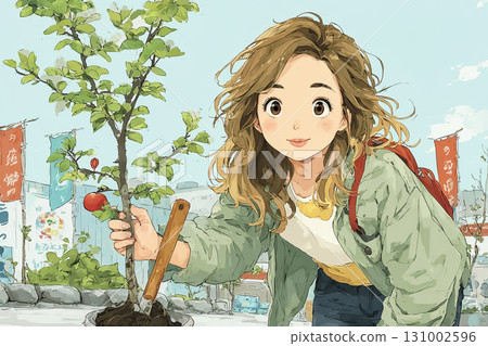 美優系列：美優手持鏟子參加紀念植樹儀式 131002596