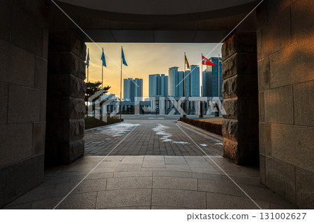 Framed Plaza and Flags at the War Memorial of Korea, Seoul Framed Plaza and Flags at the War Memorial of Korea, Seoul 131002627
