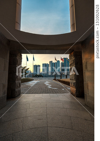 Framed Plaza and Flags at the War Memorial of Korea, Seoul Framed Plaza and Flags at the War Memorial of Korea, Seoul 131002628