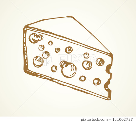 A slice of Dutch cheese. Vector drawing 131002757