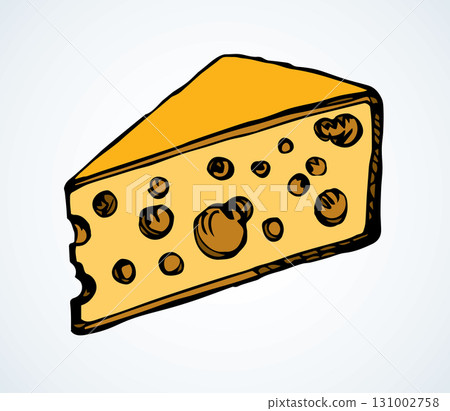 A slice of Dutch cheese. Vector drawing 131002758