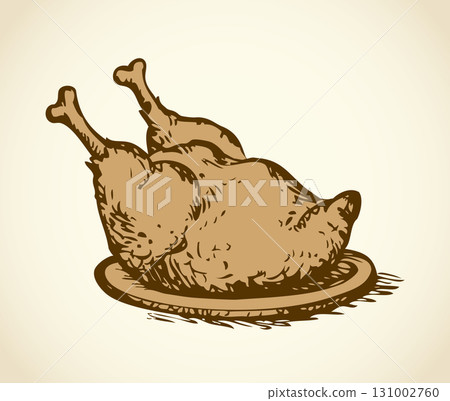 Baked chicken. Vector drawing Baked chicken. Vector drawing 131002760