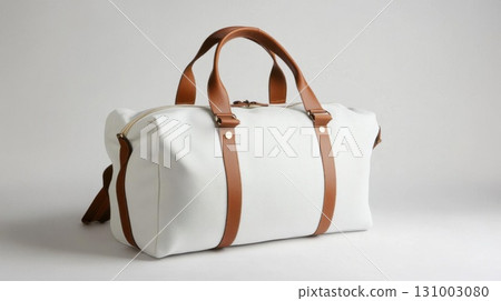White leather bag on a white background. 3d render illustration. 131003080
